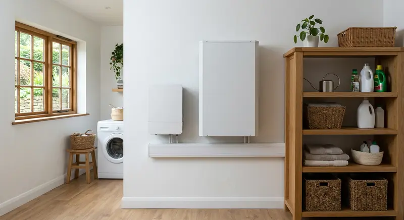 Home battery mounted in a utility room